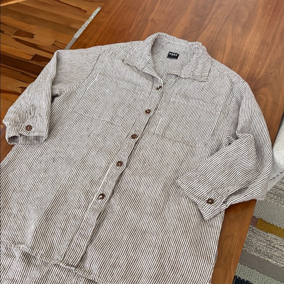 Esby Apparel Lenny Workshirt Shaket in Coffee Stripe Size Large - Picture 9 of 13